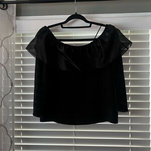 Black, off the shoulders dressy top.